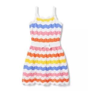 Janie and Jack Sunrise Pink Stripe Striped Crochet Dress size 4